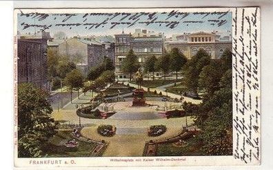 58891 Ak Frankfurt a.O. Wilhelmsplatz mit Kaiser Wilhelm Denkmal 1906