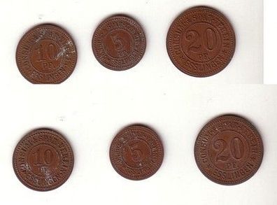 3 Bronze Münzen 5, 10, 20 Pfennig Notgeld Consum Spar Verein Esslingen um 1920