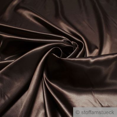 Stoff Polyester Satin dunkelbraun leicht blickdicht glänzend glatt schokobraun braun