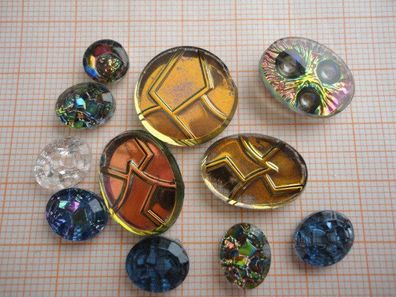 Glas-Nuggets : 11er Muster-MIX Vintage Motivsteine RAR / * 43