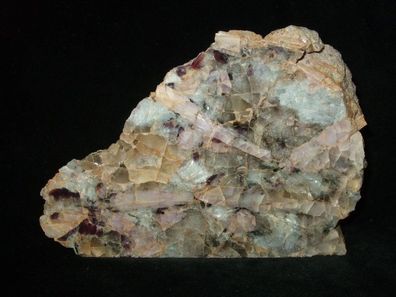 Pegmatit: Lepidolith, Quarz, Kunzit Anschliff (Madagaskar)-Mineralien-