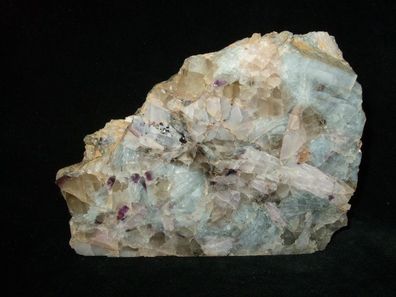 Pegmatit: Lepidolith, Quarz, Kunzit Anschliff (Madagaskar)-Mineralien-