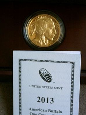 Original 50$ USA 2013 PP Buffalo Büffel 1 Unze 31,1g Gold (9999er) - nur 18596 Stück