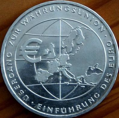 10 Euro Silber 2002 "Währungsunion" unzirkuliert Randschrift Typ A oder Typ B