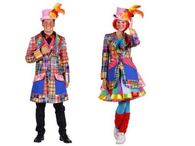 excl. Clown Frack bunte Jacke Clownkostüm Damen Herren Clownjacke Zirkus Variete