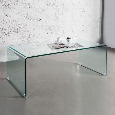 cagü: Design Glascouchtisch Couchtisch Beistelltisch (MAYFAIR] aus purem GLAS 110cm