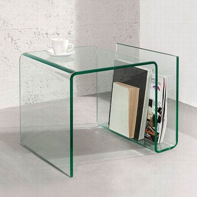 cagü: Design Retro Glas-Couchtisch Beistelltisch (MAYFAIR] aus purem GLAS 50cm, NEU!