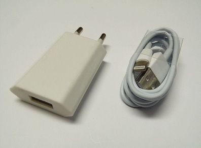 Handy Lader Set Ladegerät Mini Netzteil 5V 1A + iPhone Lightning USB Kabel weiss