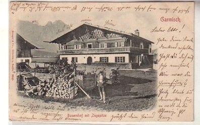 58497 Ak Garmisch Bauernhof mit Zugspitze 1912