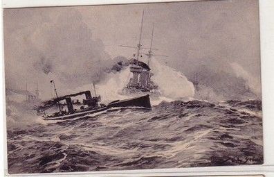 59063 Künstler Ak Torpedooboots Angriff in der Nordsee um 1915