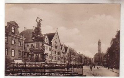59170 Ak Augsburg mittlere Maximilianstrasse und Herkulesbrunnen 1929