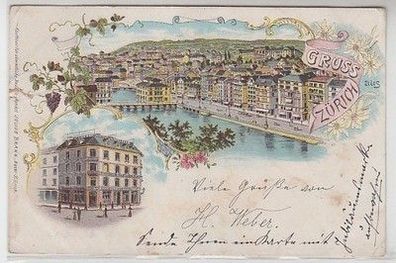 59418 Ak Lithographie Gruss aus Zürich 1900