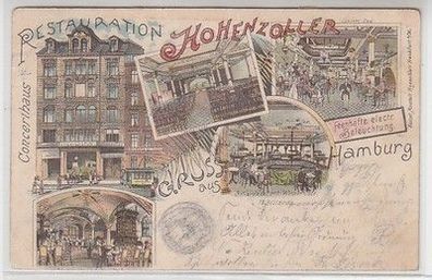 60526 Ak Lithographie Gruß aus Hamburg Restauration Hohenzoller 1898