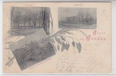 59129 Mehrbild Ak Gruß aus Gnadau Kirche, Bahnhof, Mädchen-Anstalt Seminar 1910
