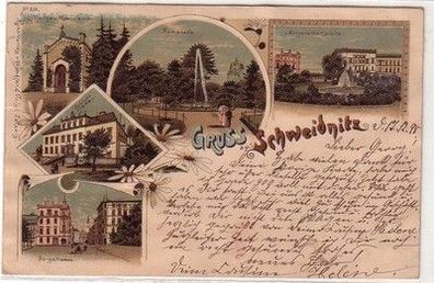 60528 Ak Lithographie Gruß aus Schweidnitz in Schlesien 1898