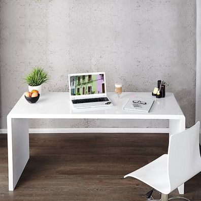cagü: Design Retro Lounge Schreibtisch Laptoptisch (SOHO] Weiss Hochglanz 120cm, NEU!