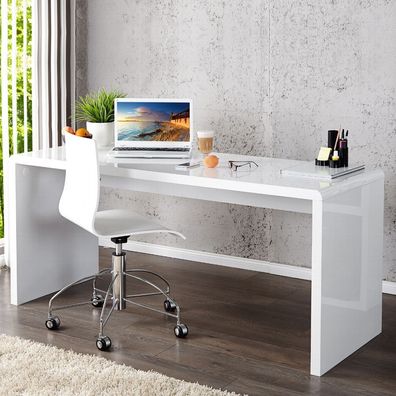 cagü: Design Retro Lounge Schreibtisch Laptoptisch (SOHO] Weiss Hochglanz 140cm, NEU!