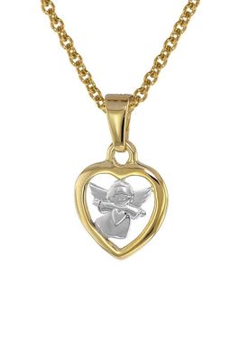 trendor Schmuck Mädchen-Halskette mit Herz-Anhänger Gold 333 08553