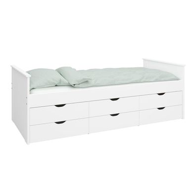 Schubladenbett Oscar + Lattenrost Kinderbett Einzelbett Bett Schublade weiss