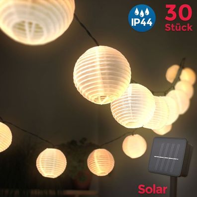 LED Lichterkette Außen-Lichterketten 30x Solar-Lampions Party-Beleuchtung IP44