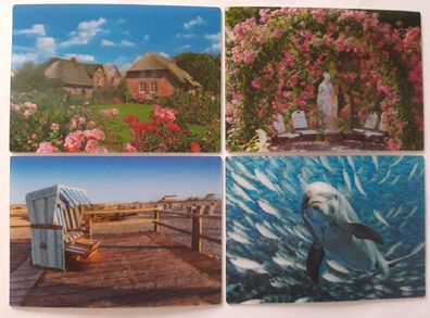 3 D Ansichtskarte Nordsee Blumen Delfin Postkarte Wackelkarte Hologrammkarte
