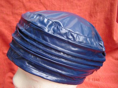 Damen Mütze Cap blau Lacklederoptik paspoliert Kappe Basecap ohne Schirm p