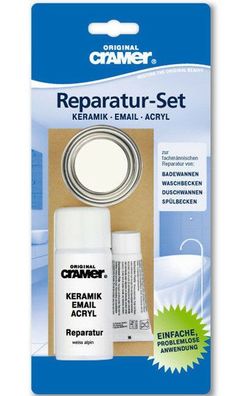 Cramer Remaille Reparatur-Set weiss alpin Reparaturlack Acryl Emaille Keramik