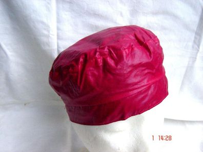 Damenhut Cap Regencap dunkel pink Lederoptik Kappe Basecap ohne Schirm p B13
