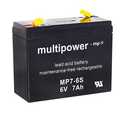 MP7-6S Multipower AGM-Akku 6V/7Ah Faston 4,8 Sondertype