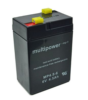 MP4.5-6 Multipower AGM-Akku 6V/4.5Ah Faston 4,8 Freizeit Hobby Alarmtechnik
