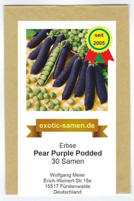 Erbse - Pea Purple Podded - lila-fruchtig - blau - 30 Samen