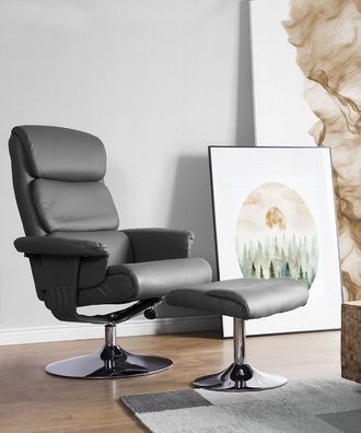 Moderner Massagesessel Leder Sessel mit Massage Farbe schwarz Fernsehsessel Hocker
