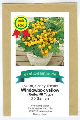Balkontomate - Buschtomate - gelbe Cherry - Windowbox yellow - 20 Samen