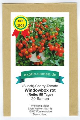 Balkontomate - Buschtomate - rote Cherry - Windowbox red - 20 Samen