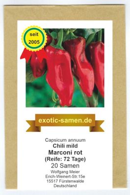 Eine alte, süße Paprika-Sorte aus Italien - Marconi rot - 20 Samen