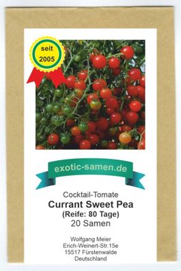 Currant Sweet Pea - sehr ertragreiche, rote Cherry-Tomate - 20 Samen