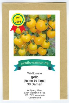 Gelbe Wildtomate - krankheitsresistent - auch für die Kübelpflanzung - 30 Samen