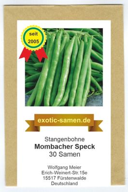 Stangenbohne - frühe, ertragreiche Sorte - Mombacher Speck - 30 Samen