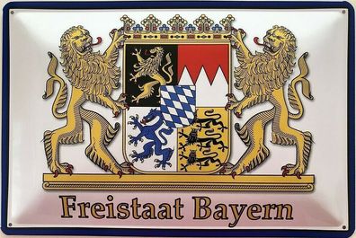 Blechschild 30 X 20 cm Freistaat Bayern