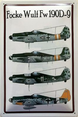 Blechschild 30 X 20 cm Focke Wulf Fw 190D-9