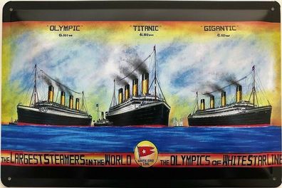 Blechschild 30 X 20 cm Olympic - Titanic - Gigantic