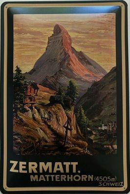 Blechschild 30 X 20 cm Zermatt Matterhorn