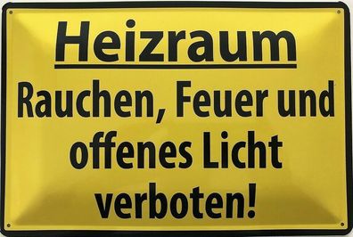 Blechschild 30 X 20 cm Warnschild Heizraum