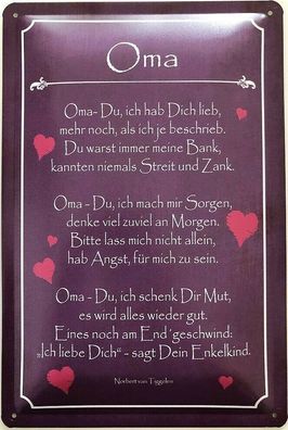 Blechschild 30 X 20 cm Oma Spruch