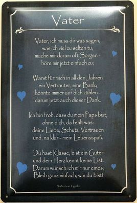 Blechschild 30 X 20 cm Vater Spruch