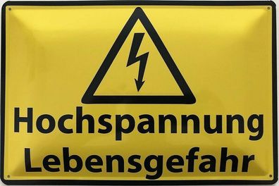 Blechschild 30 X 20 cm Warnschild Hochspannung Lebensgefahr
