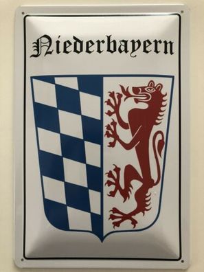 Blechschild 30 X 20 cm Wappen - Deutschland - Niederbayern