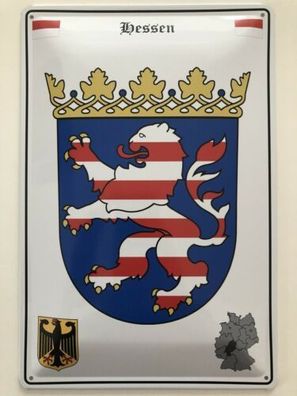 Blechschild 30 X 20 cm Wappen - Deutschland - Hessen
