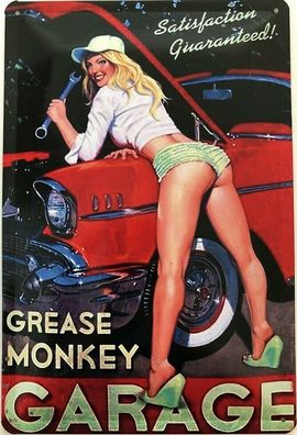 Blechschild 30 X 20 cm Grease Monkey Garage