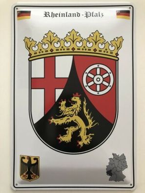 Blechschild 30 X 20 cm Wappen - Deutschland - Rheinland Pfalz